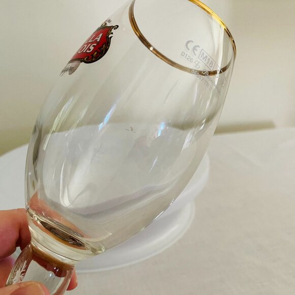 Stella Artois Beer Glass 8" Tall With Gold Rim Belgium Design For Collectors - Picture 7 of 13